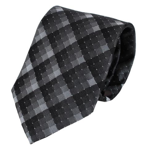 Falcon Grey and Silver Micro Square Business Silk Necktie