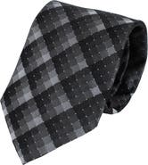 Trafalgar Falcon Grey and Silver Micro Square Business Silk Necktie