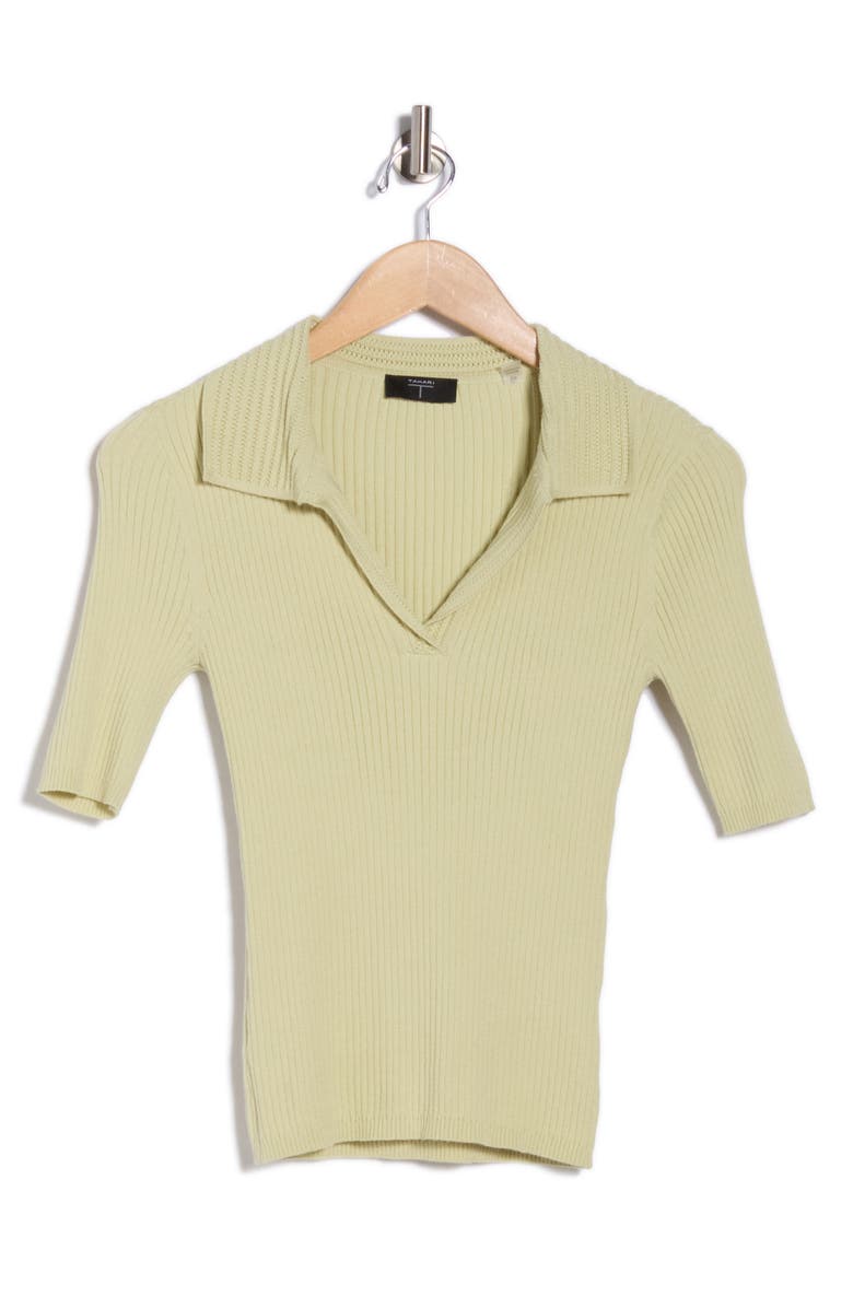 T Tahari Elbow Length Sleeve Polo, Alternate, color, Mint Frost