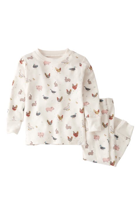 Print Fitted Organic Cotton Two-Piece Pajamas