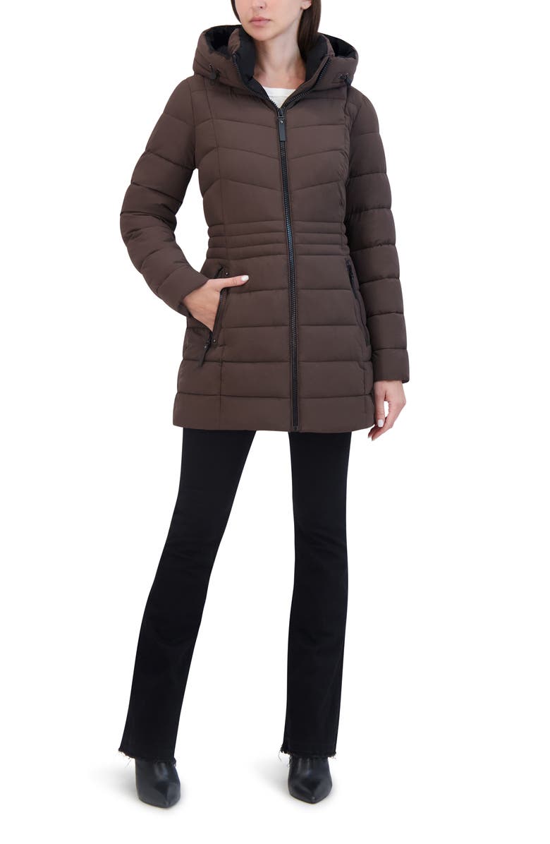 Laundry by Shelli Segal Stretch Puffer Jacket, Alternate, color, Dark Brown