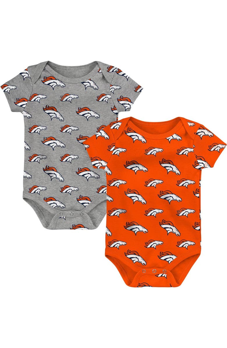 Outerstuff Newborn & Infant Orange/Gray Denver Broncos Two-Pack Double Up Bodysuit Set, Main, color,