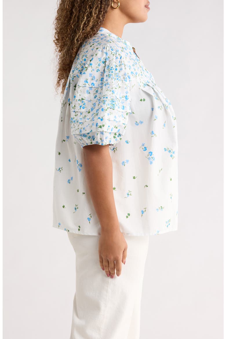 Miley Floral Court Button Up Shirt, Alternate, color, WHITE BLUES