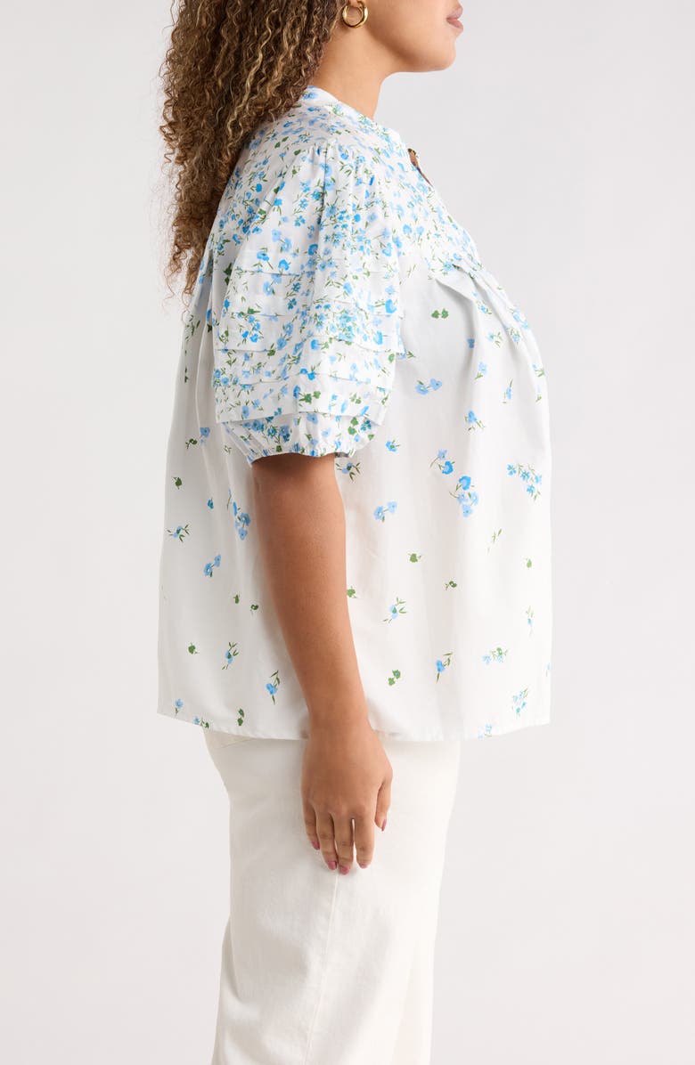 SUGARLIPS Miley Floral Court Button Up Shirt, Alternate, color, White Blues