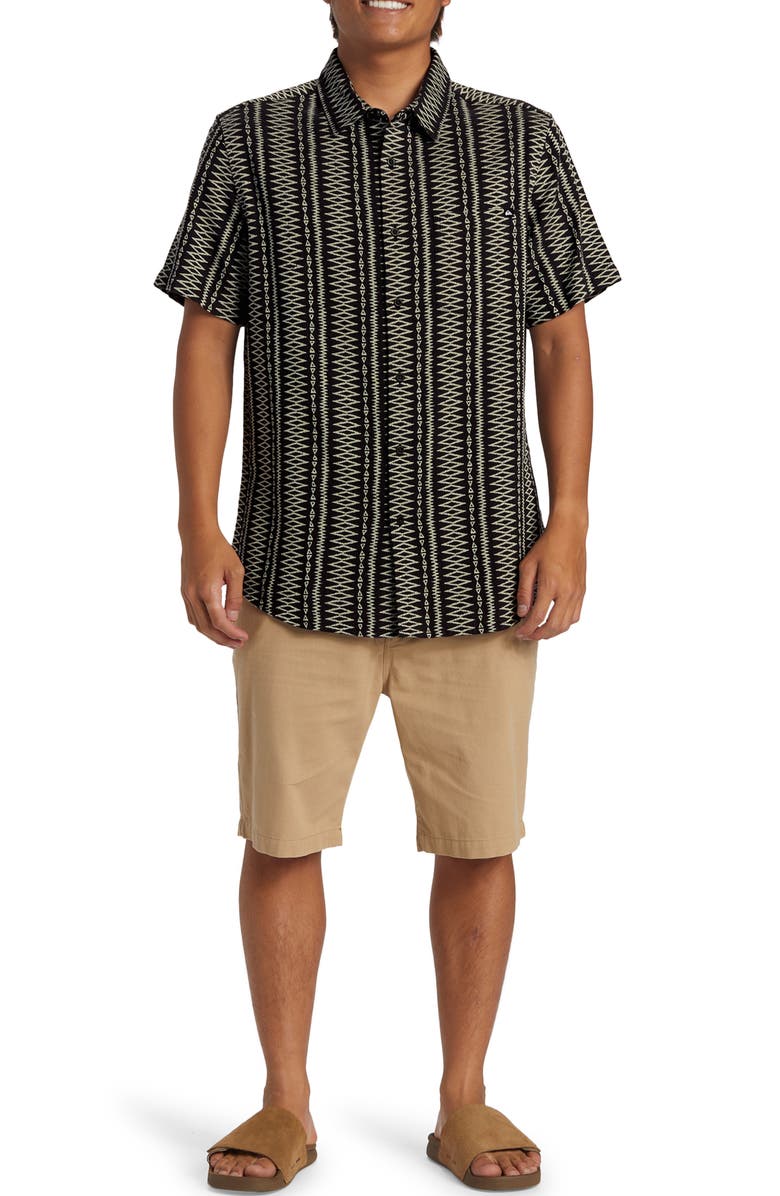 Quiksilver Vibrations Jacquard Short Sleeve Button-Up Shirt, Alternate, color, 
