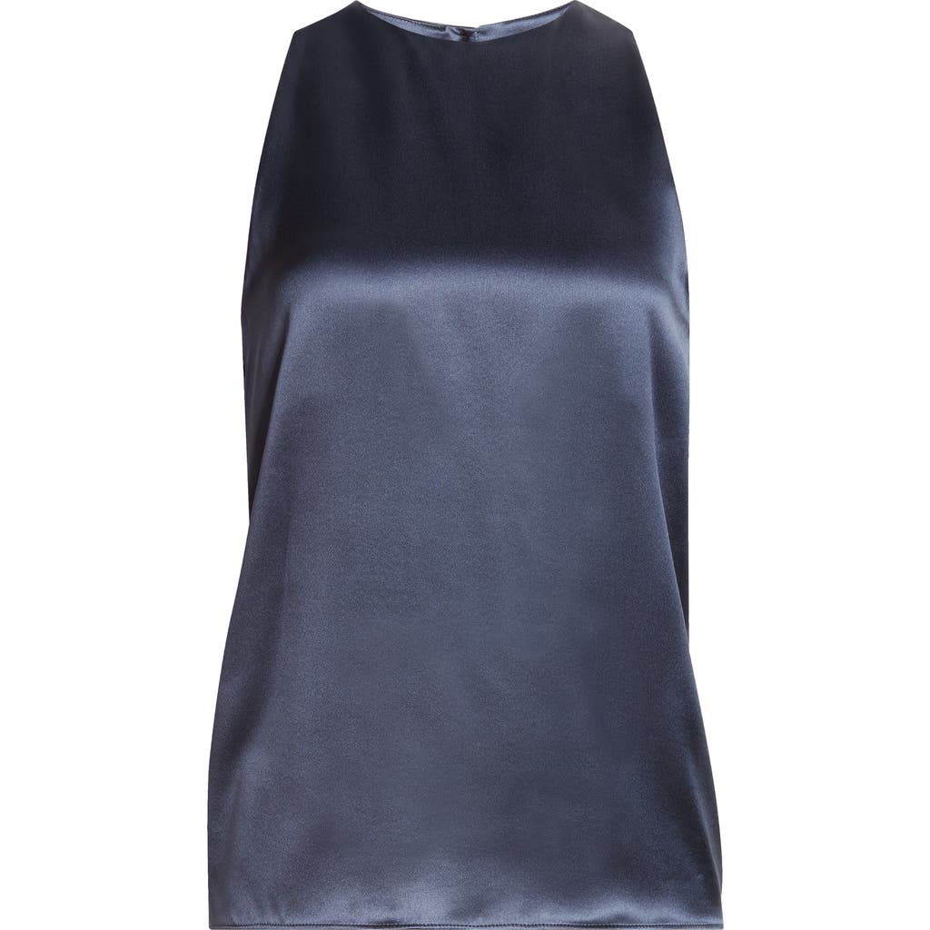 Eleventy Sleeveless Silk Charmeuse Top In Blue And Sand