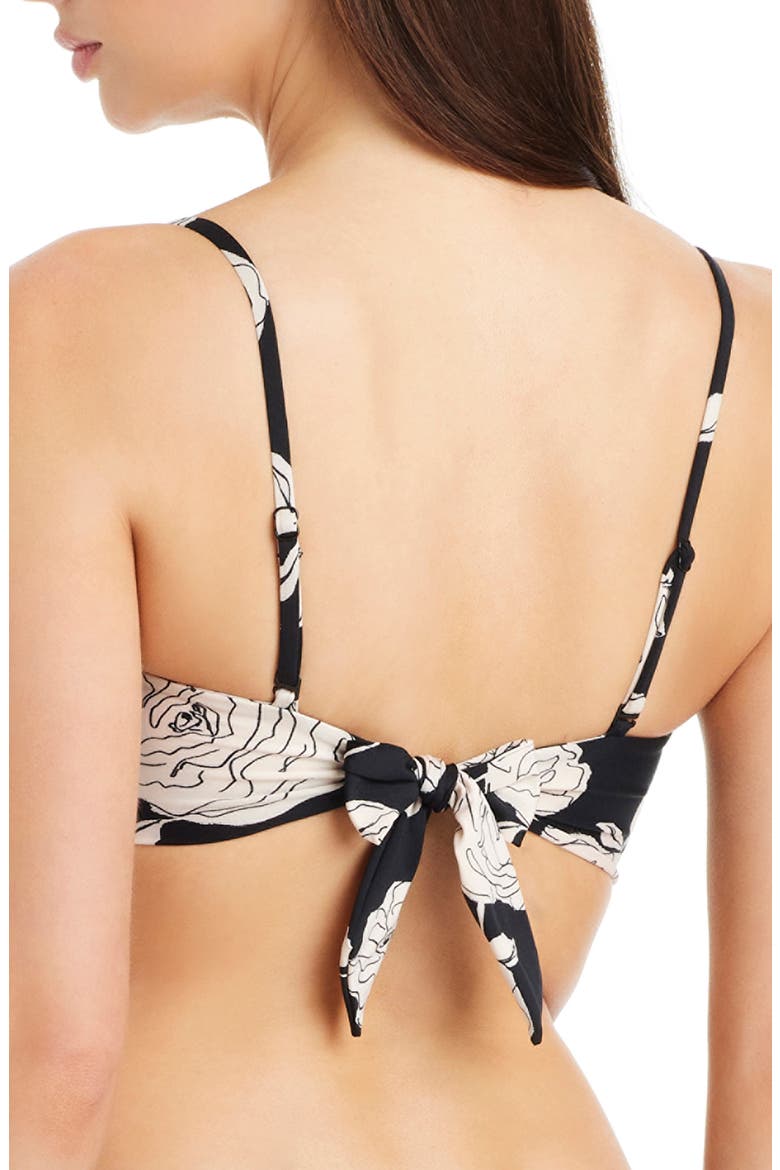 Floral V-Wire Bandeau Bikini Top, Alternate, color, BLACK