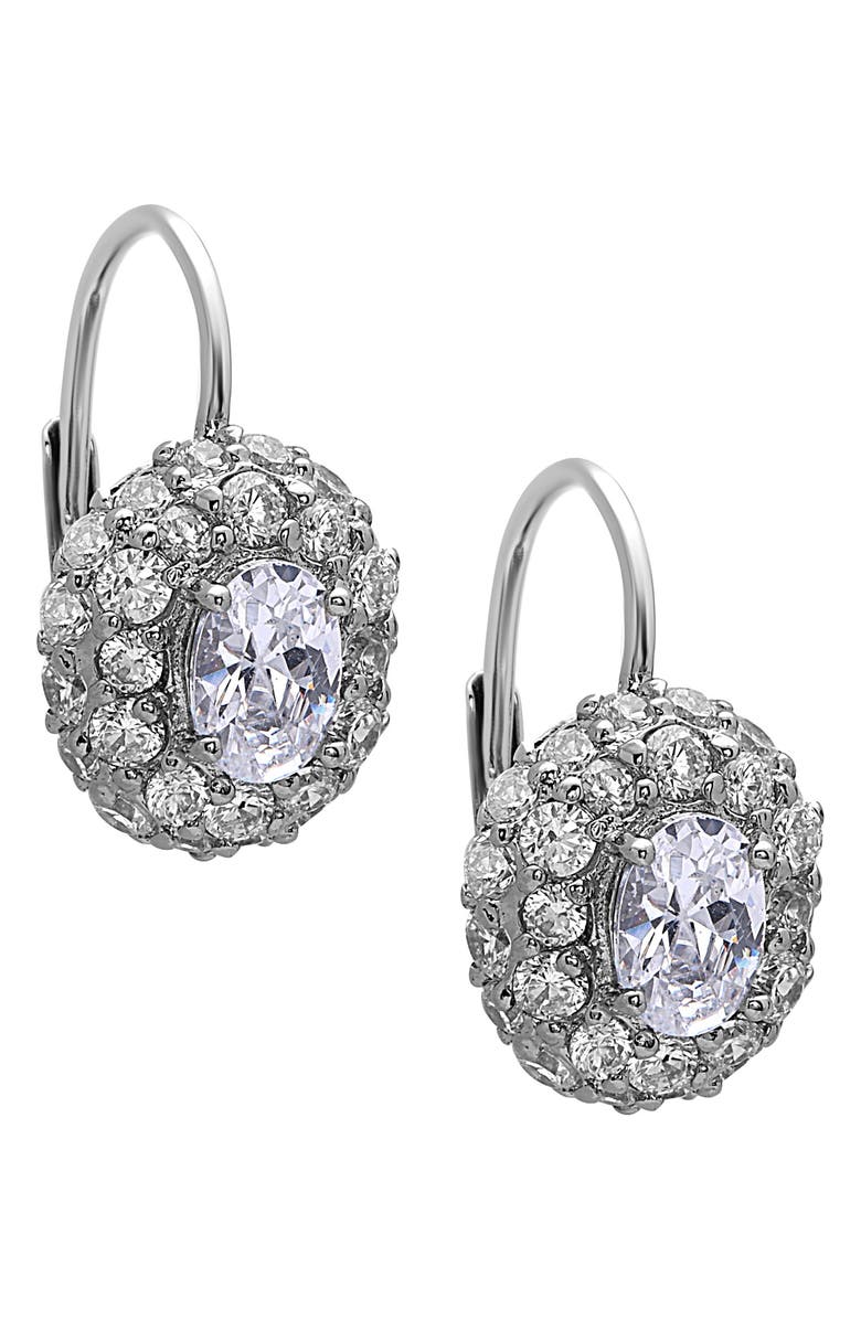 NINA JEWELRY CZ Cluster Leverback Earrings, Main, color,