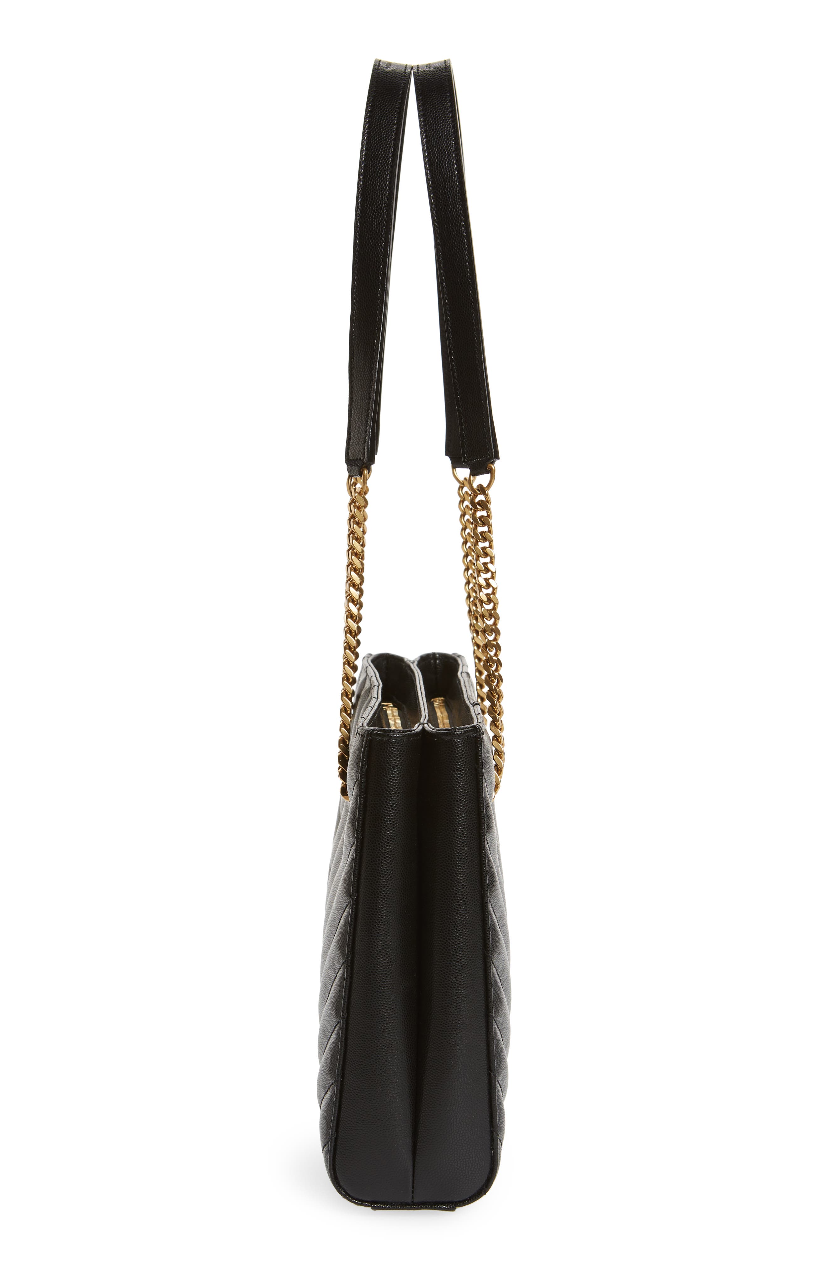 Saint Laurent Small Tribeca Quilted Calfskin Leather Tote, Alternate, color, 