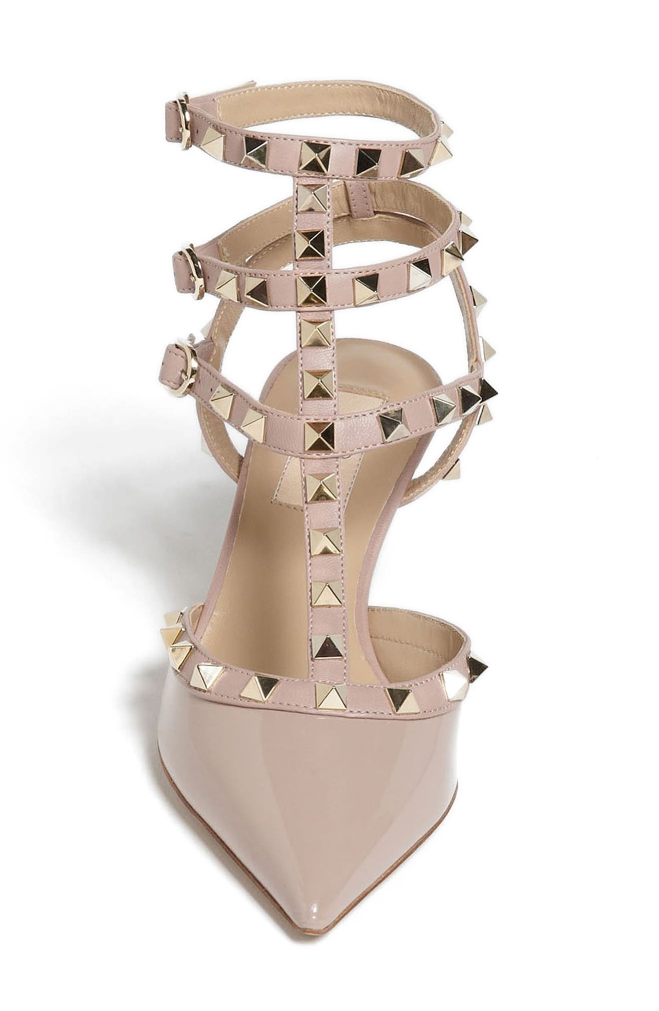 Valentino Garavani Rockstud Strappy Pointed Toe Pump, Alternate, color, P45 Poudre/Poudre