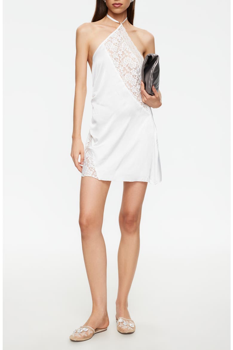 Amore Lace Inset Halter Minidress, Main, color, MOONLIGHT