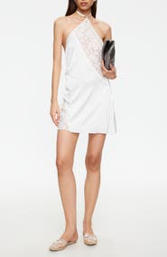 LIONESS Amore Lace Inset Halter Minidress