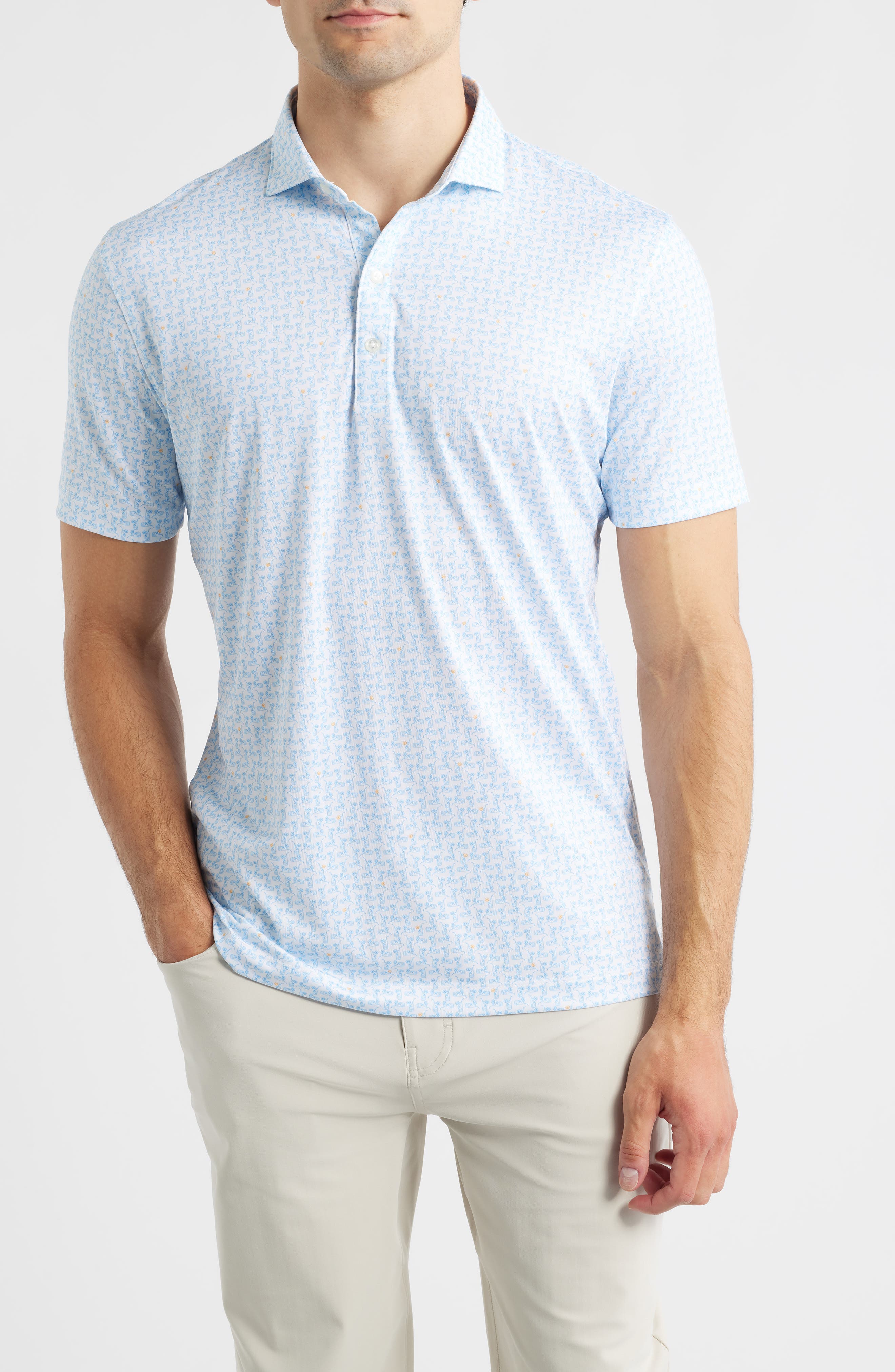 Minty Cocktail Print Performance Jersey Polo - image 3