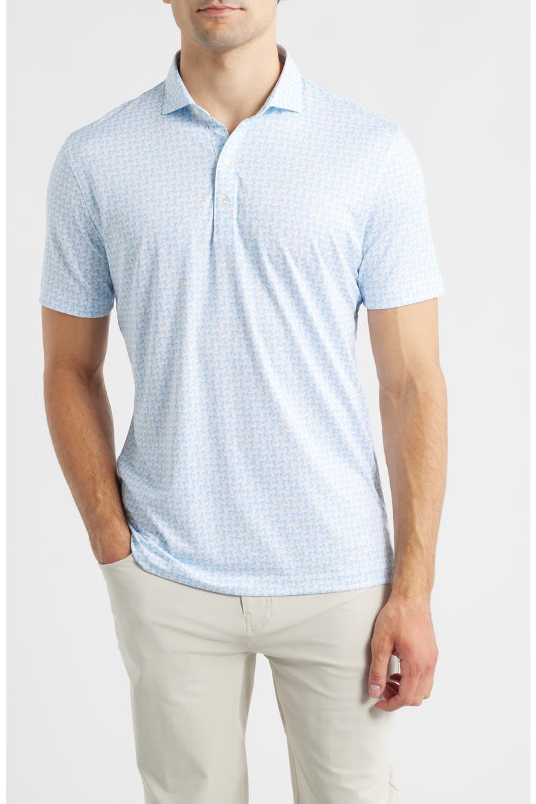 Minty Cocktail Print Performance Jersey Polo, Main, color, MALIBLU