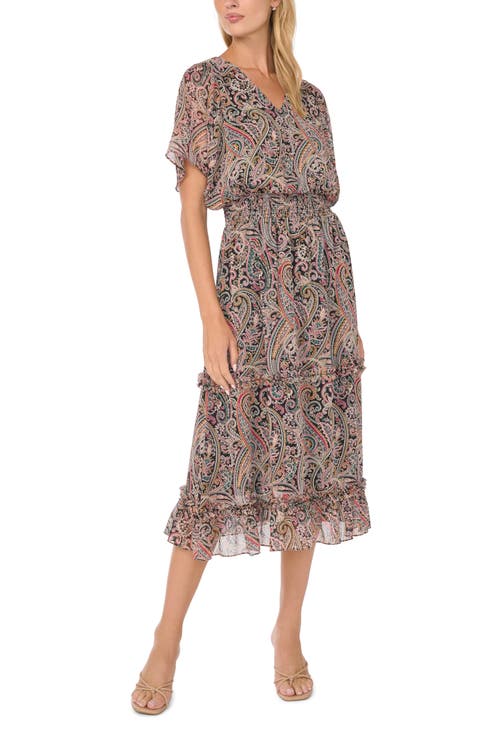 Smock Waist Tiered Midi Dress