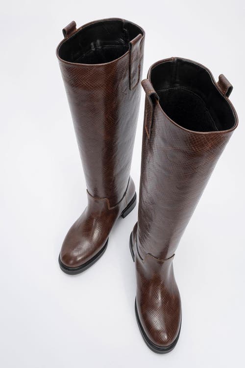 Prologue Shoes Alaska Pattern Western Boot In Brown