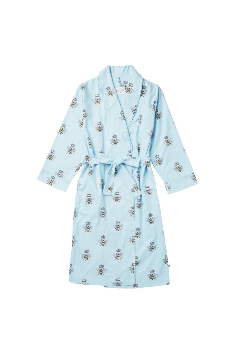Flannel Shawl Collar Robe, Alternate, color, Queen Bee Blue