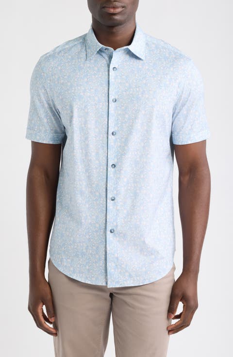 Miles OoohCotton® Print Short Sleeve Button-Up Shirt