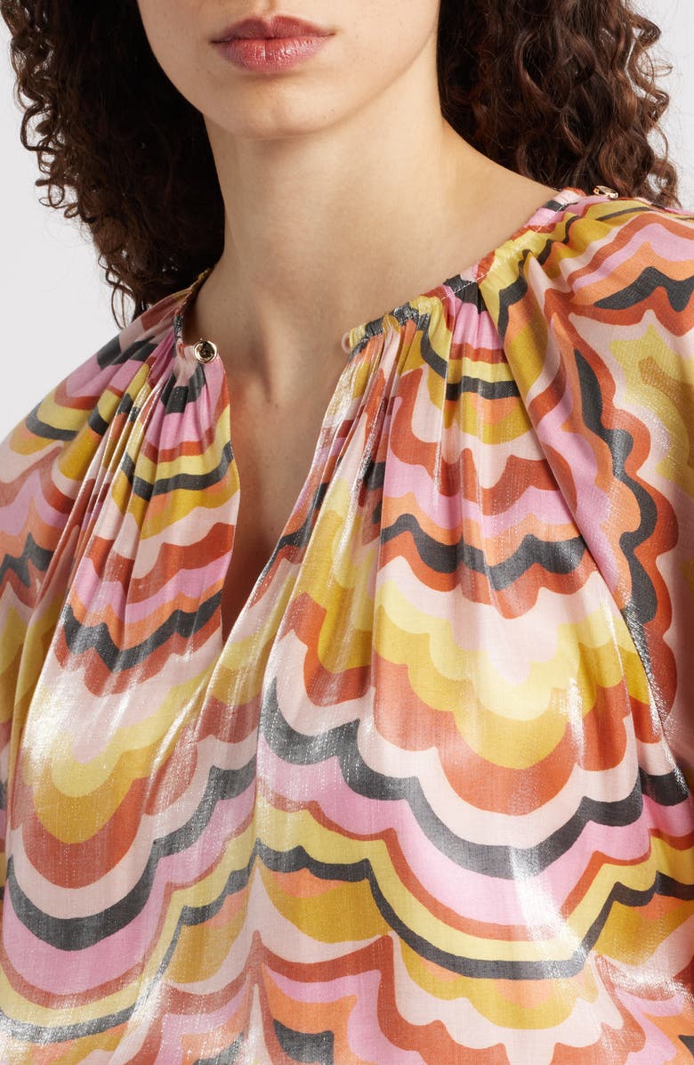 CIEBON Oriana Wave Print Satin Blouse, Alternate, color, 