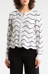 Adrianna Papell Zigzag Pointelle Cardigan
