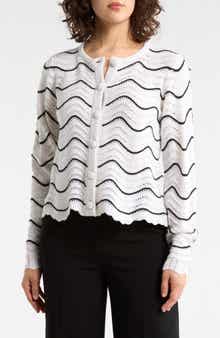 Adrianna Papell Zigzag Pointelle Cardigan