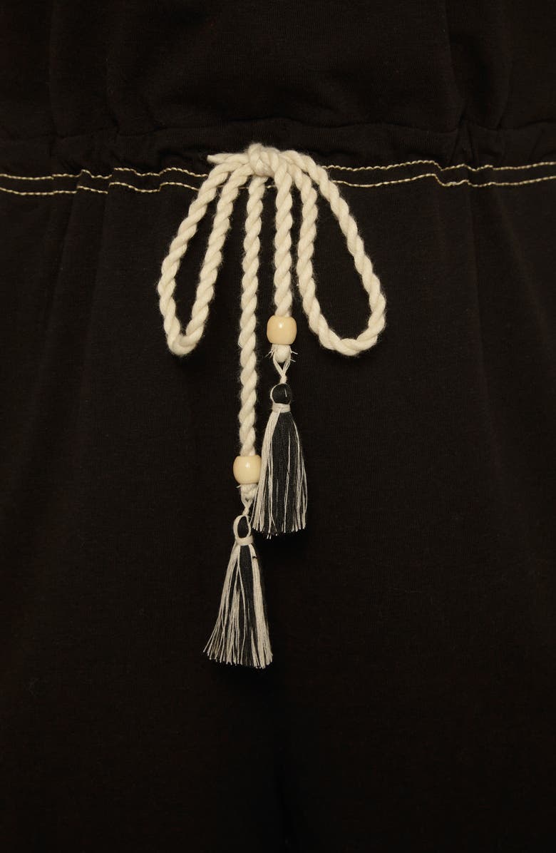 Lucky Brand Laguna Tie Waist Strapless Cover-Up Romper, Alternate, color, Black