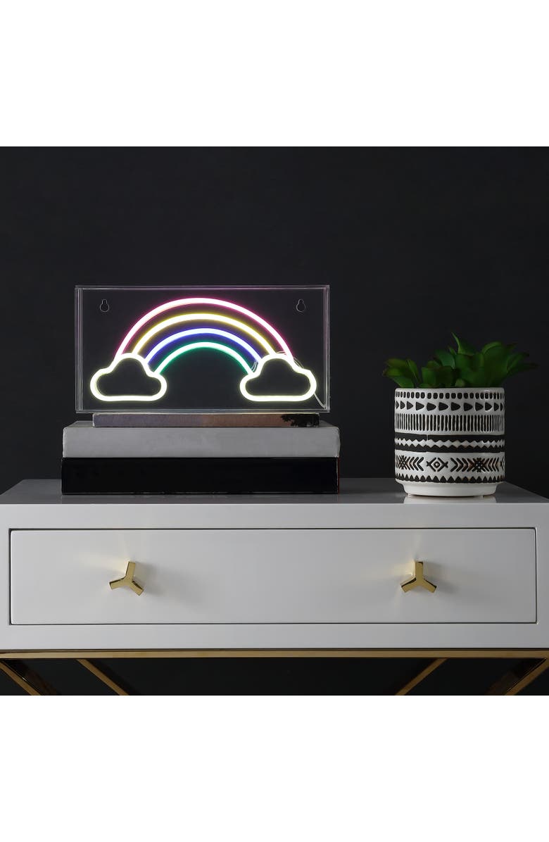 JONATHAN Y Rainbow Contemporary Glam Acrylic Box USB Operated LED Neon Light, Alternate, color, Multi Color