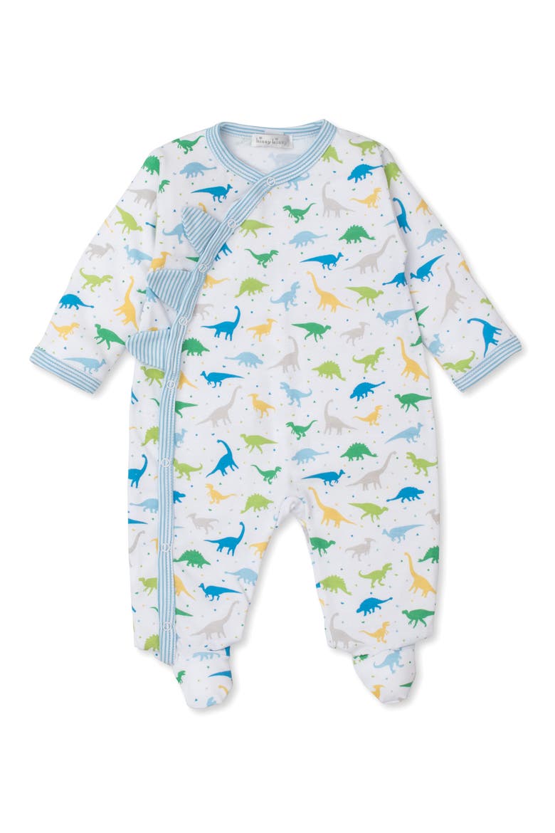 Dinosaur Print Pima Cotton Footie, Main, color, BLUE MULTI