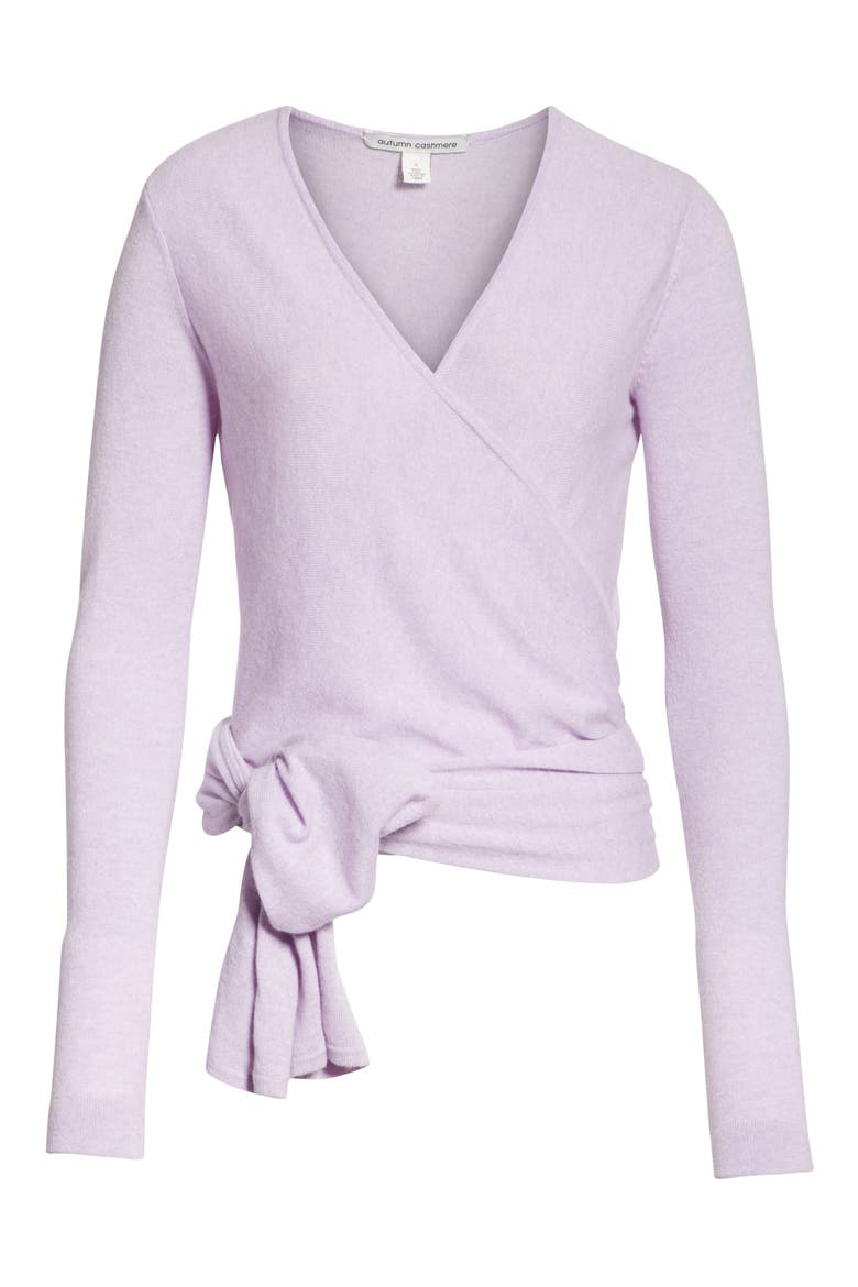Cashmere Wrap Sweater, Alternate, color, LAVENDER