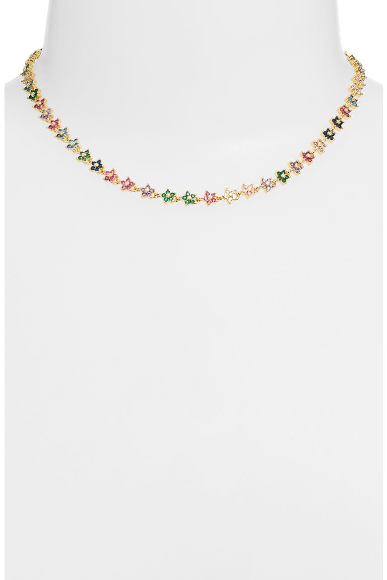 Rainbow Twinkle Flower Choker Necklace, Main, color, GOLD/ MULTI