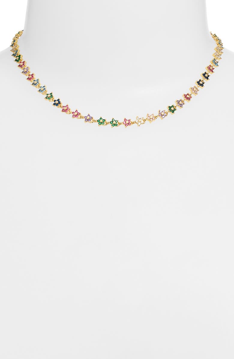 VIDAKUSH Rainbow Twinkle Flower Choker Necklace, Main, color, Gold/ Multi