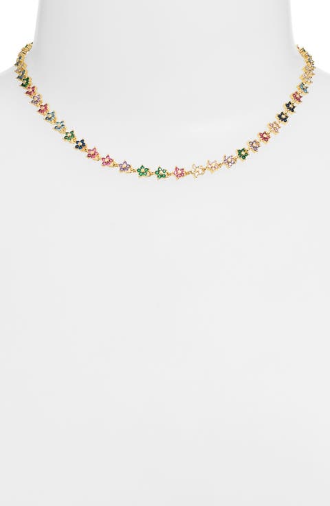 Rainbow Twinkle Flower Choker Necklace