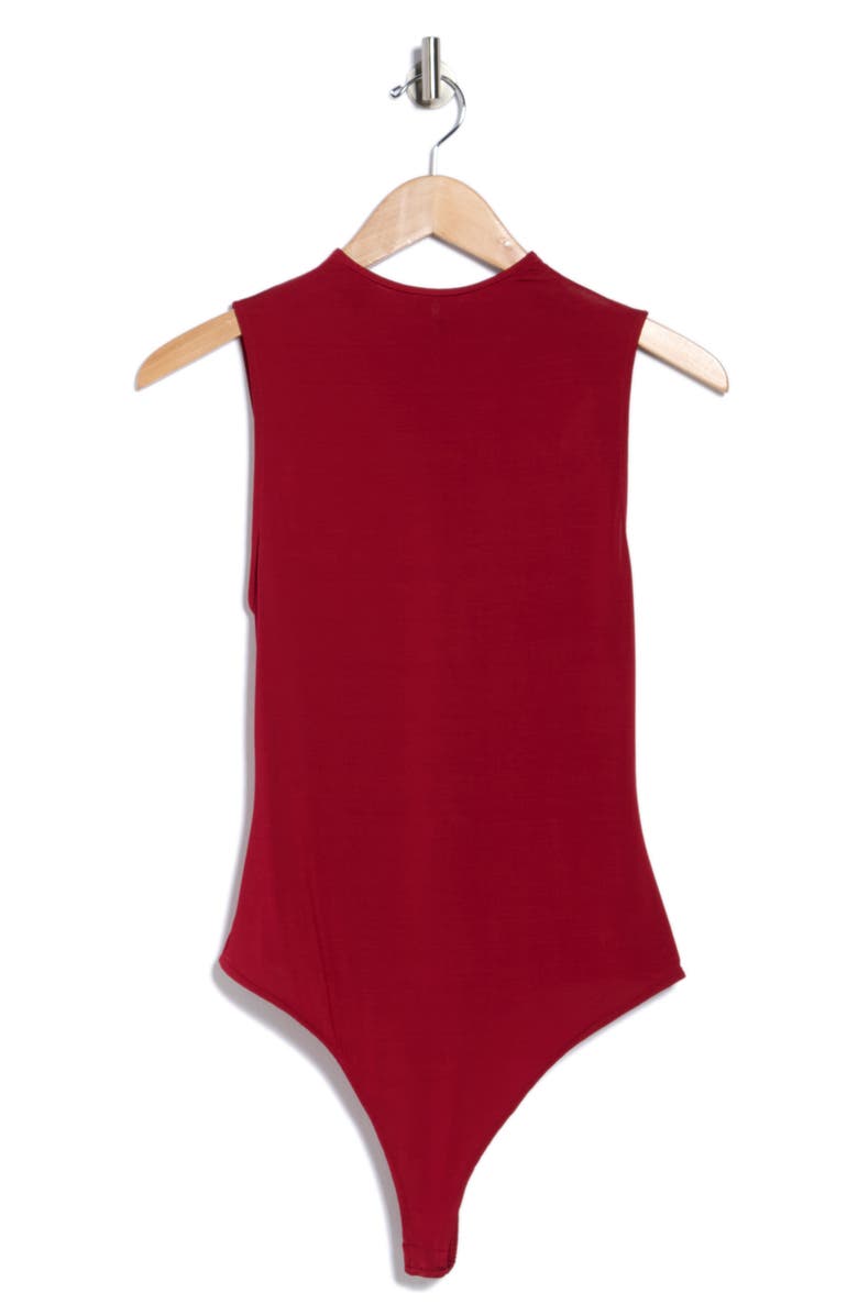 Alice + Olivia Nichol Mock Neck Sleeveless Bodysuit, Alternate, color, Garnet