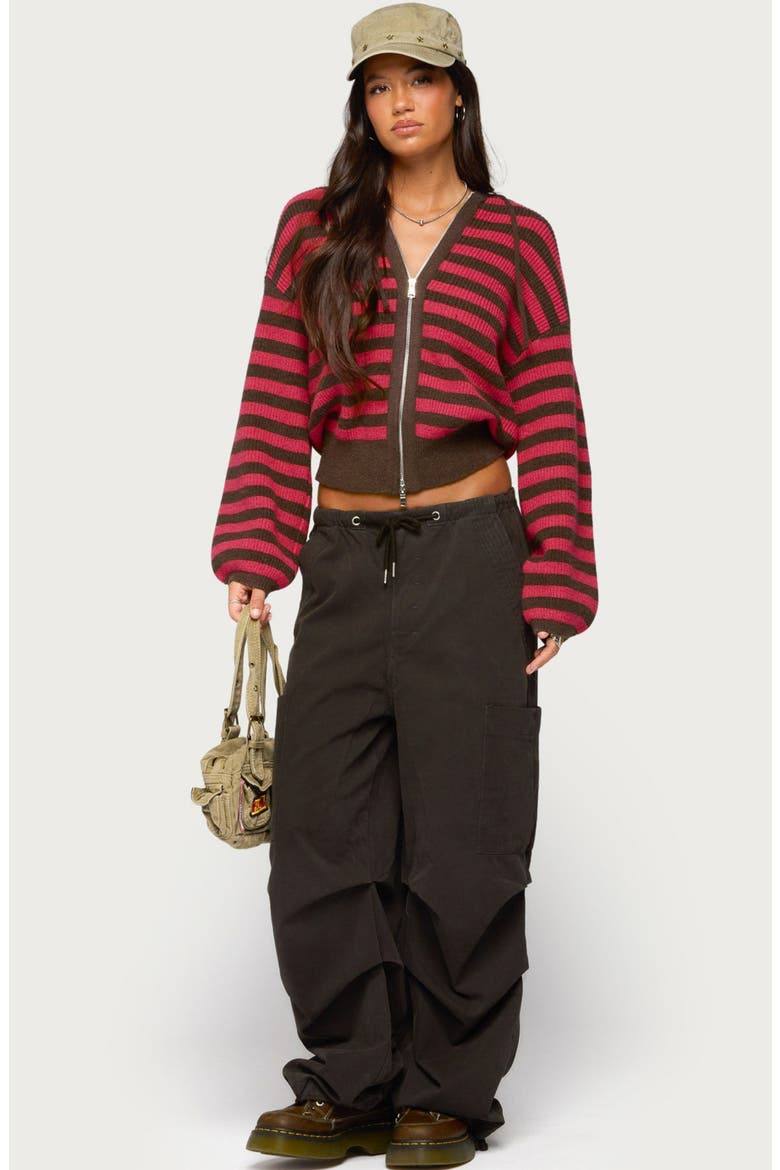 Cluny Striped Knit Zip Hoodie, Alternate, color, RED-AND-BROWN