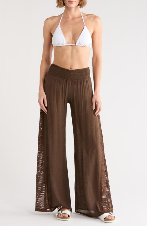 Crochet Panel Cover-Up Pants