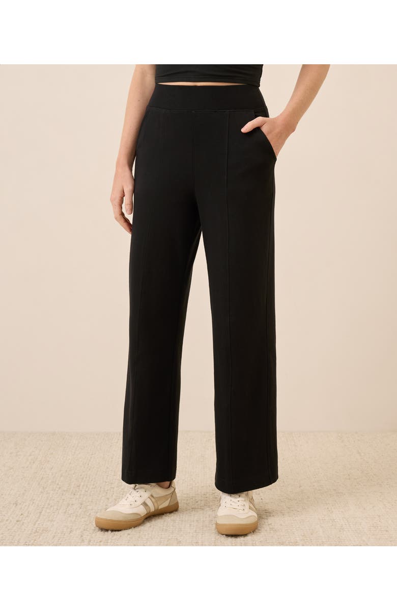 Pact Organic Cotton Airplane Pintuck Wide Leg Pant, Main, color, Black