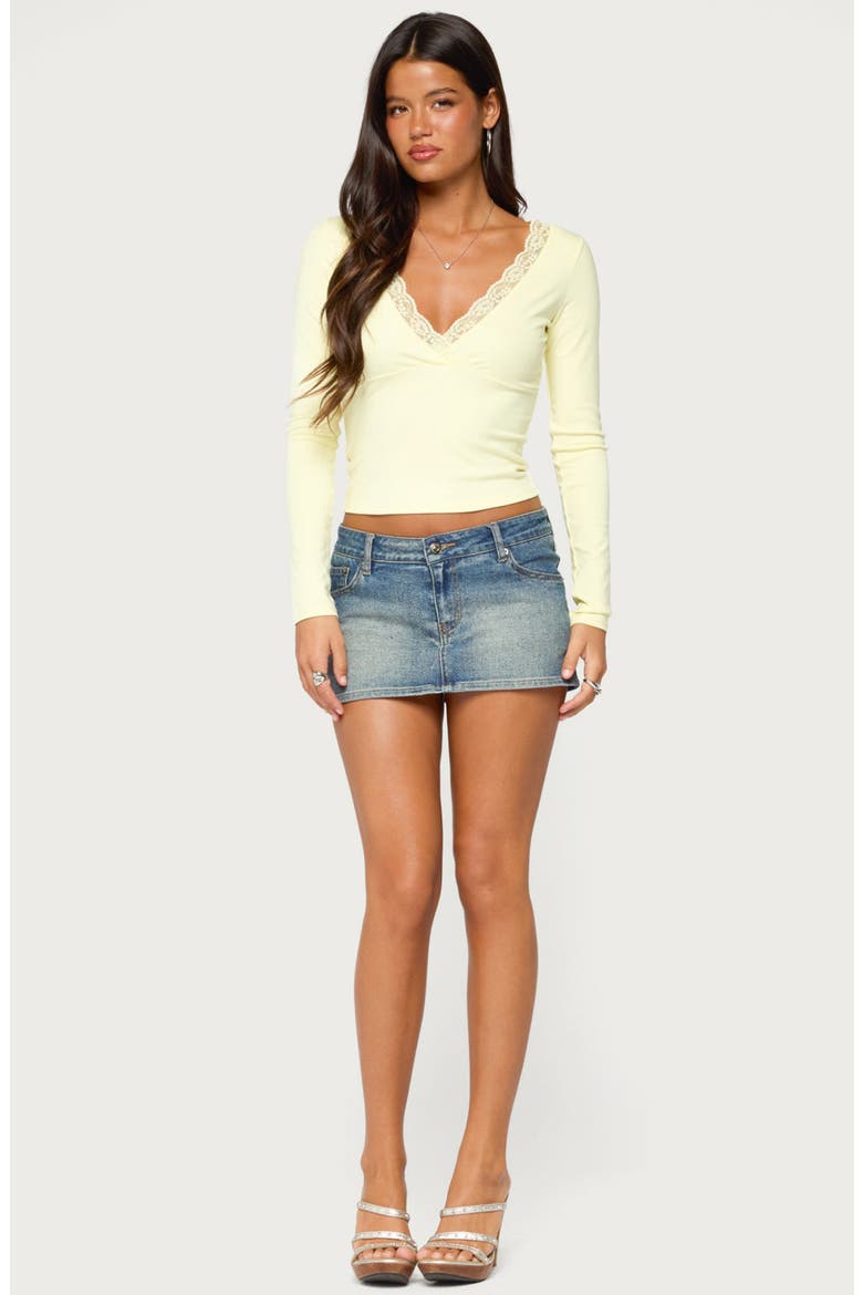 Aima Lace Trim V-Neck Top, Alternate, color, YELLOW