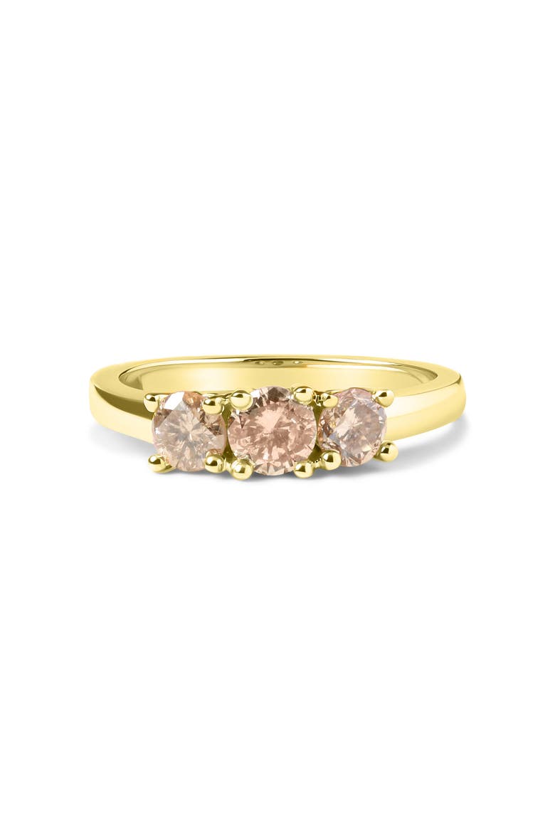 10K Yellow Gold 1.00 Cttw Champagne Diamond 3-Stone Band Ring, Main, color, Yellow