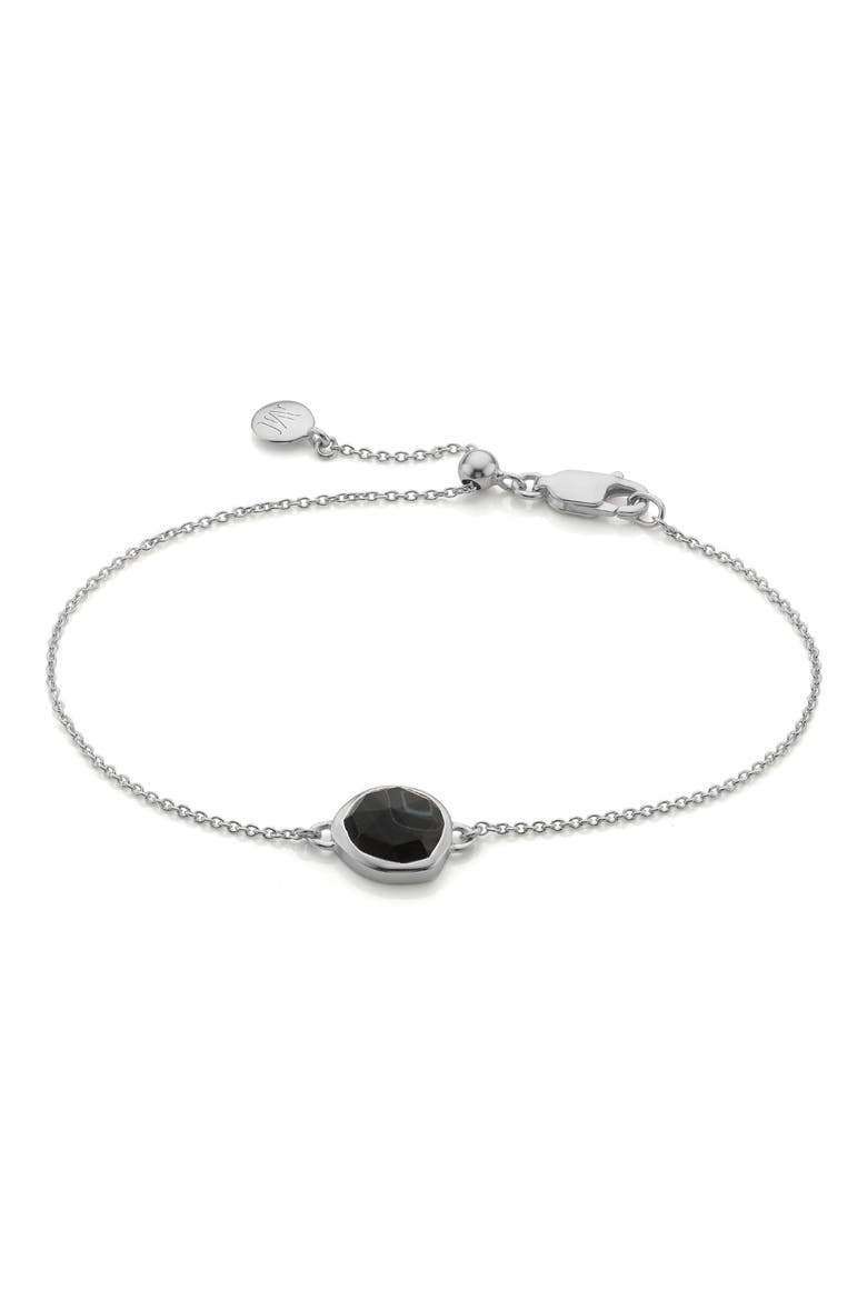 Siren Semiprecious Stone Bracelet, Main, color, SILVER/ BLACK LINE ONYX