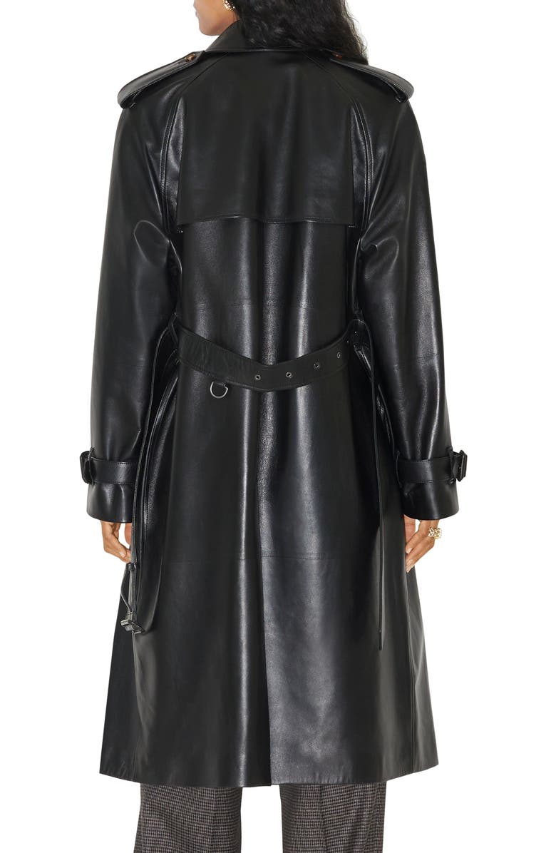 Burberry Harehope Leather Trench Coat, Alternate, color, 