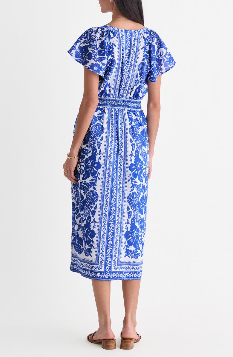 vineyard vines Britt Floral Short Sleeve Midi Dress, Alternate, color, Scarf Print White