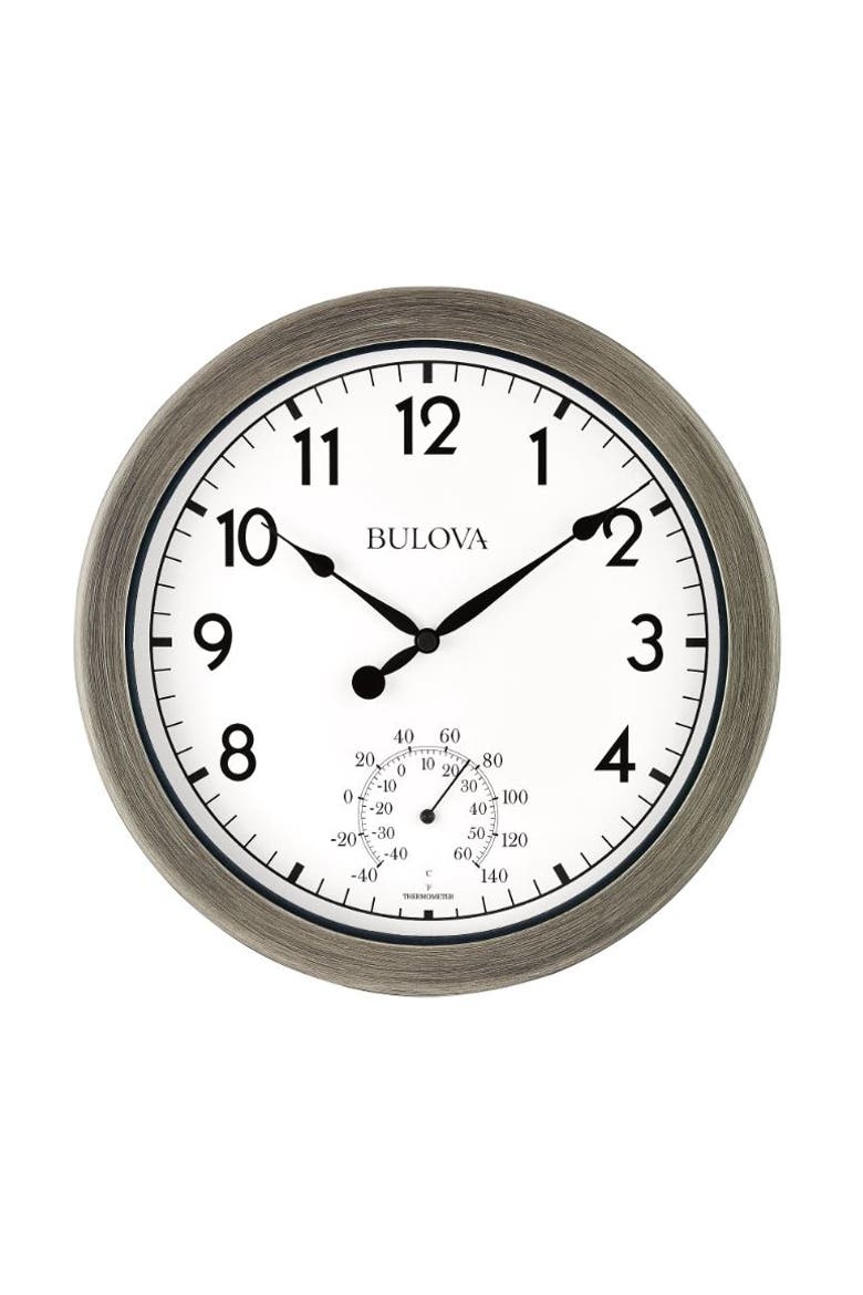Patio Time 11" Diameter  Weatherproof Clock, Main, color, White