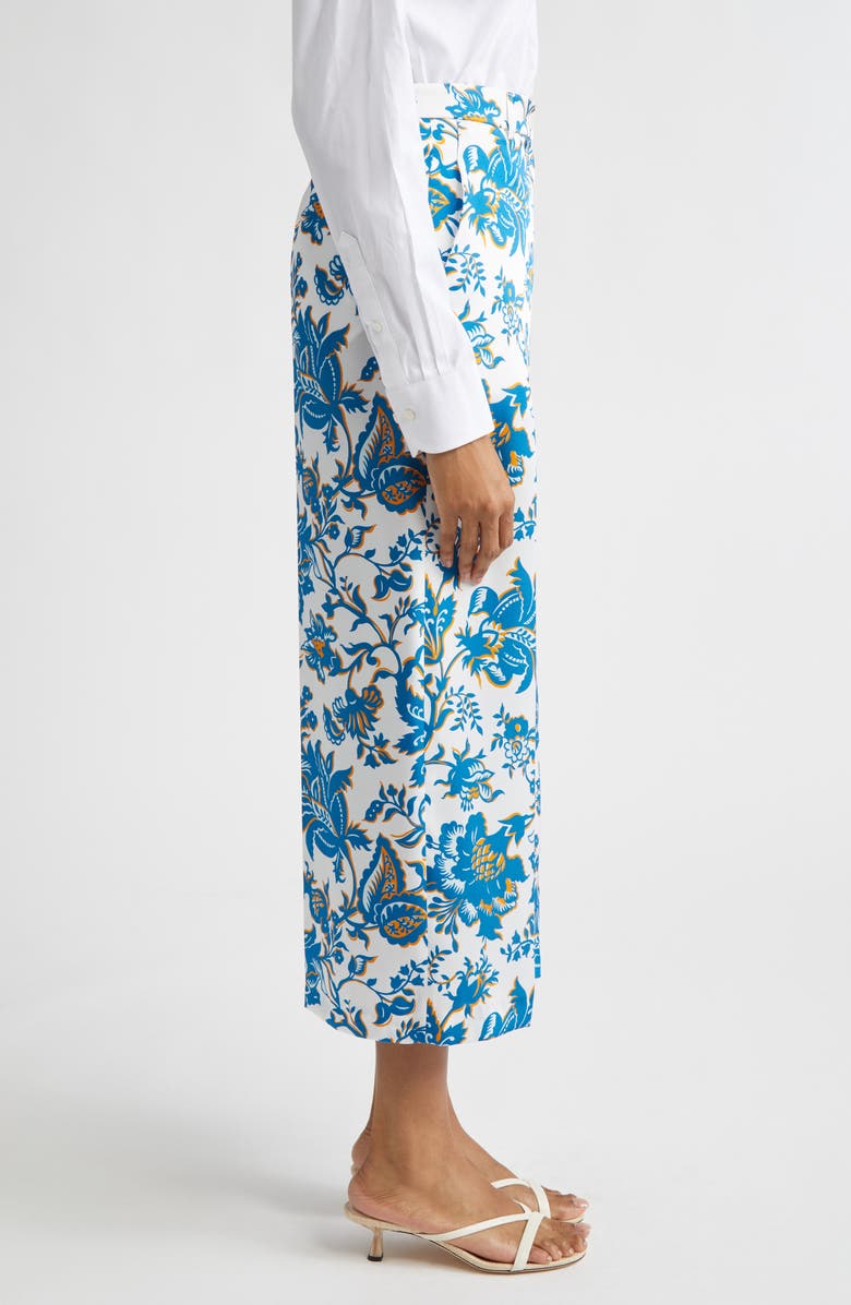 Etro Floral Print Crop Wide Leg Pants, Alternate, color, Print On White Base