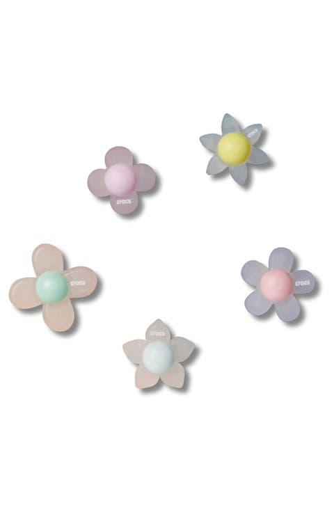 5-Pack Iridescent Flowers Jibbitz Shoe Charms