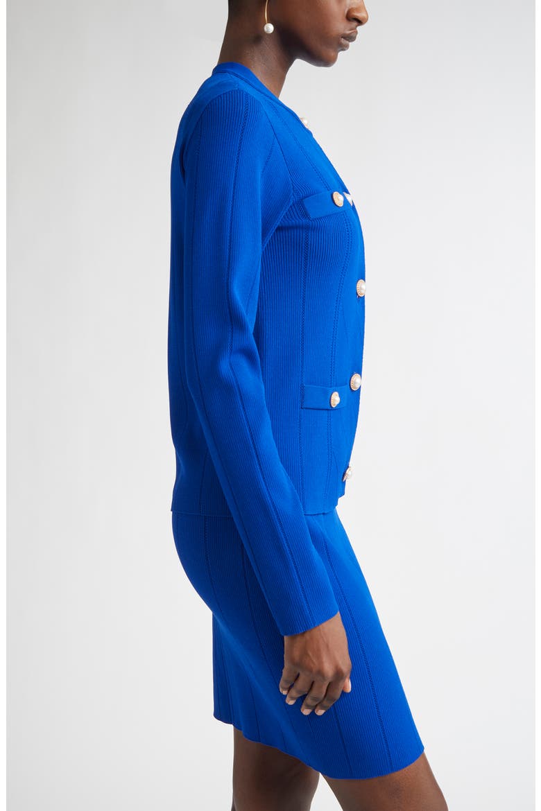 Moving Ribs Pointelle Knit Jacket, Alternate, color, COBALT