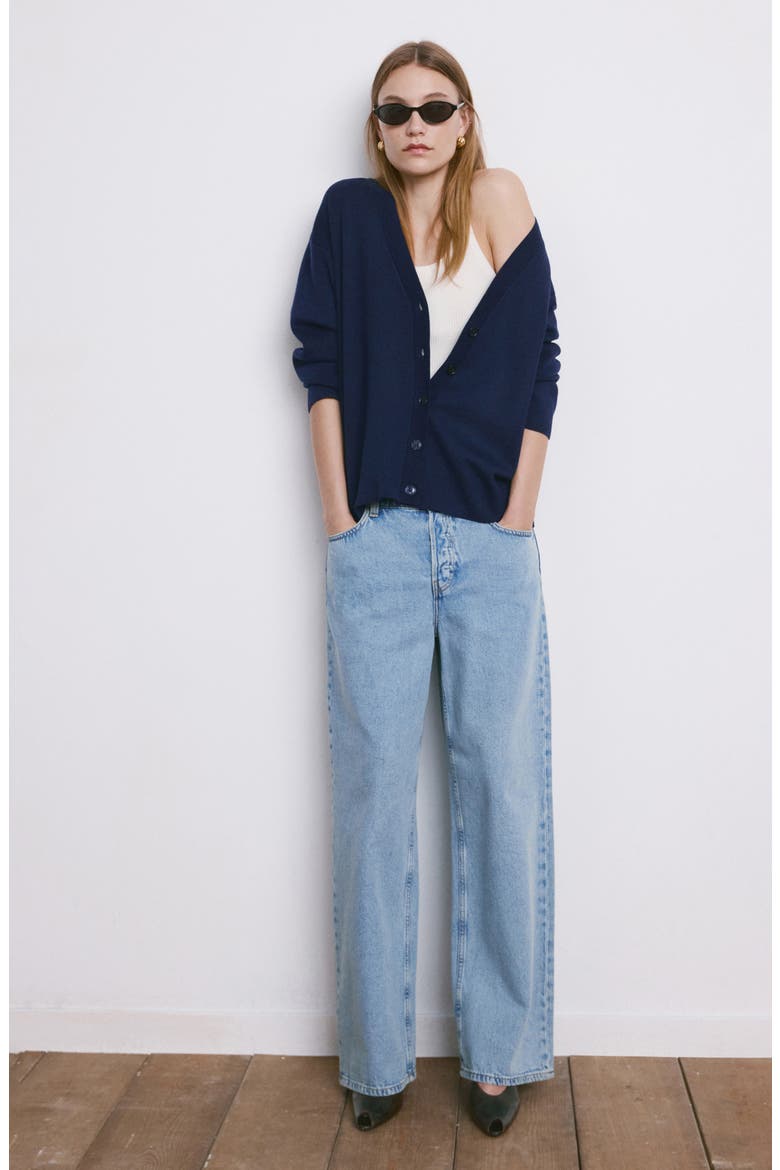 V-Neck Cardigan, Alternate, color, DARK NAVY