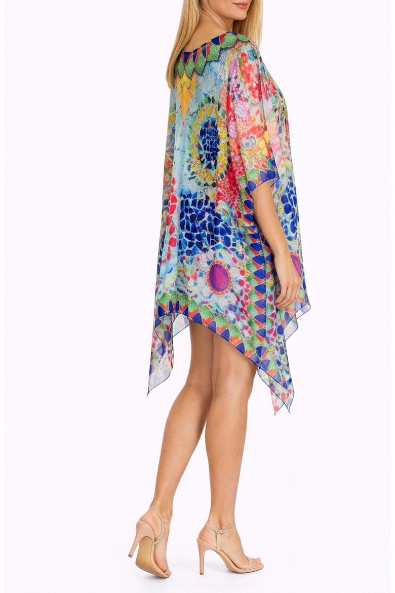 Geometric Print Poncho, Alternate, color, BLUE