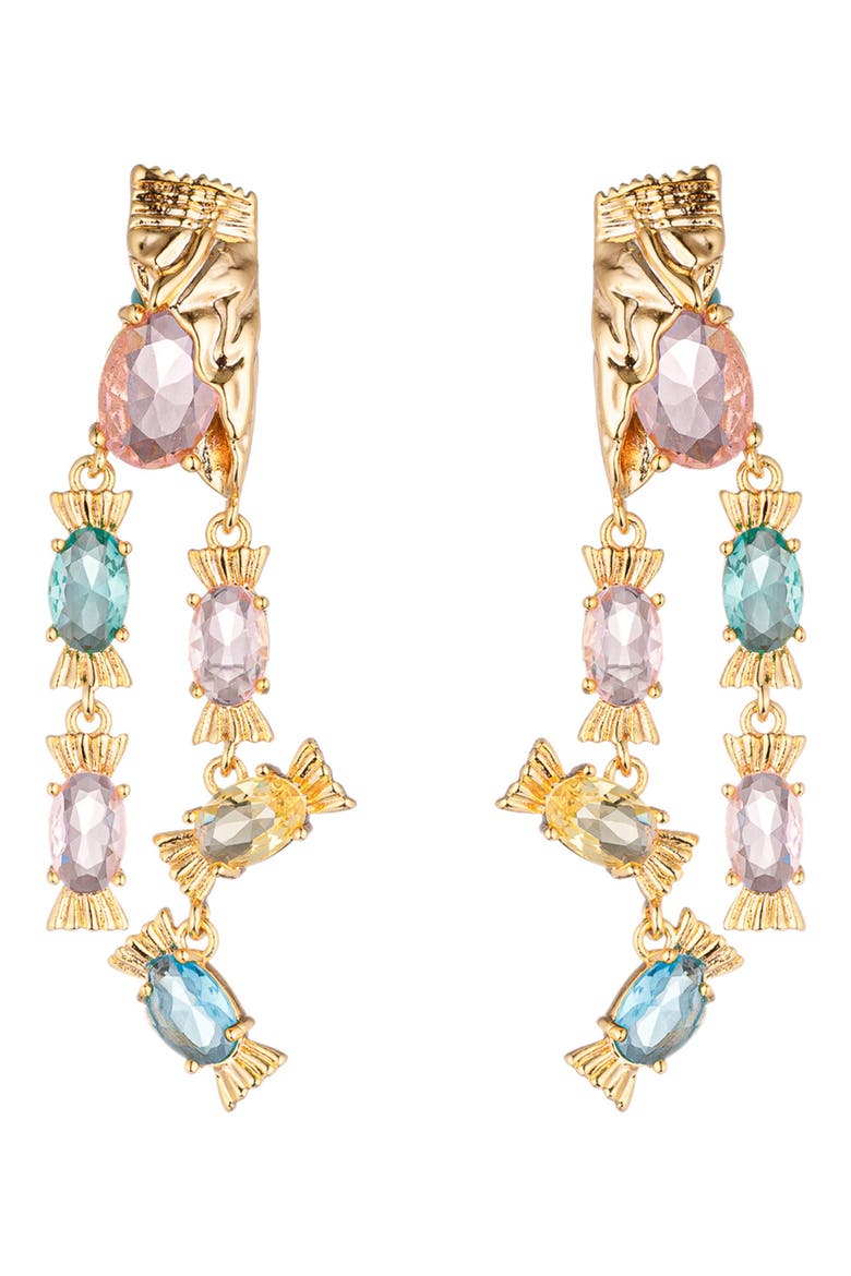 Bahar Cubic Zirconia Candy Drop Earrings, Main, color, GOLD