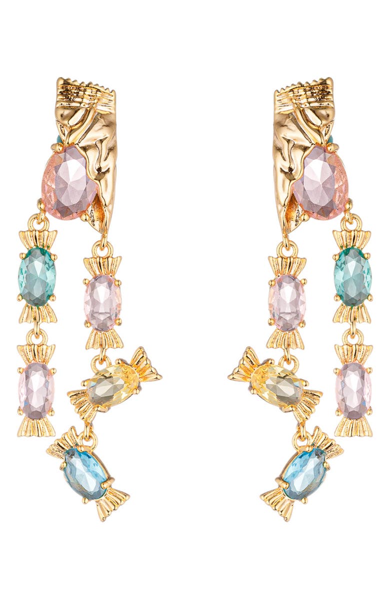 EYE CANDY LOS ANGELES Bahar Cubic Zirconia Candy Drop Earrings, Main, color, Gold