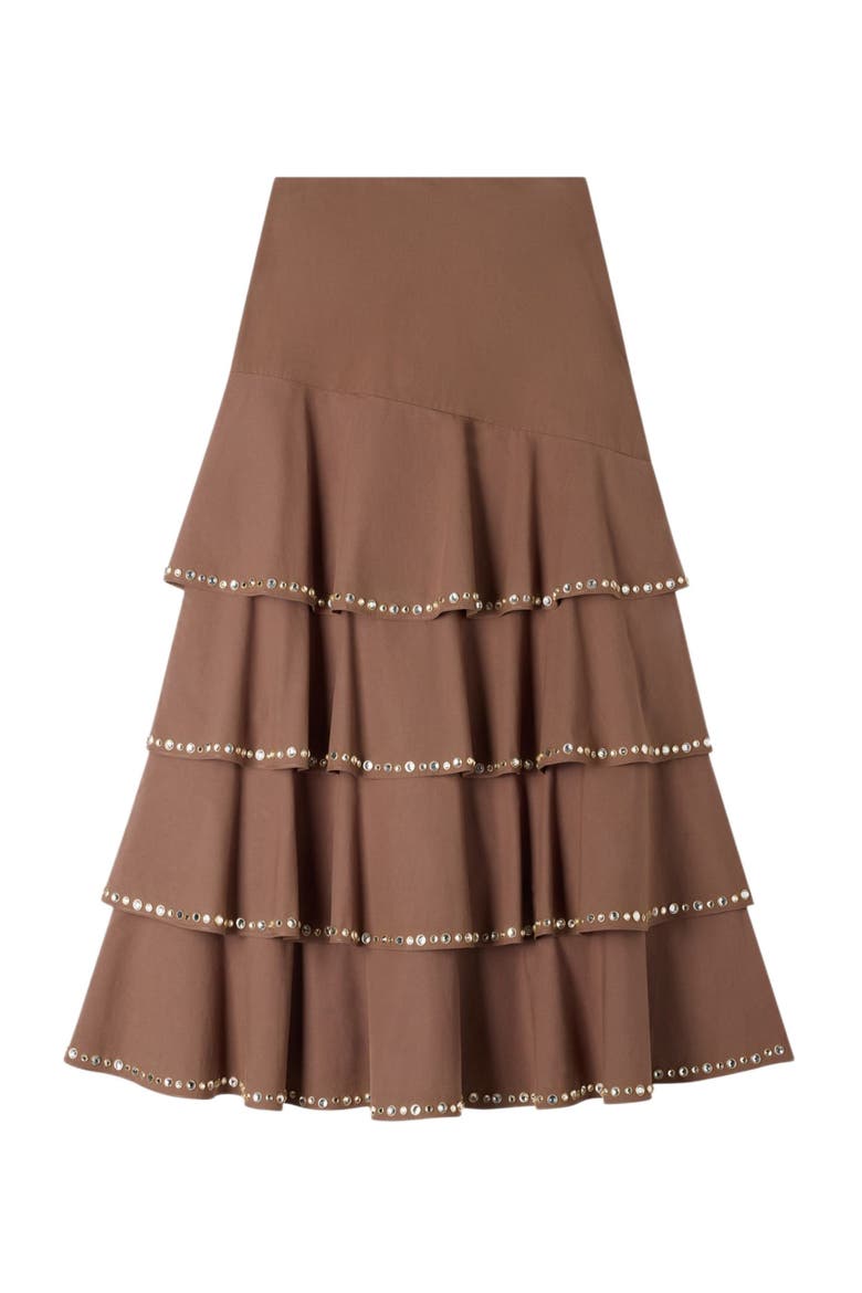 Long ruffled rhinestone skirt, Alternate, color, Brown